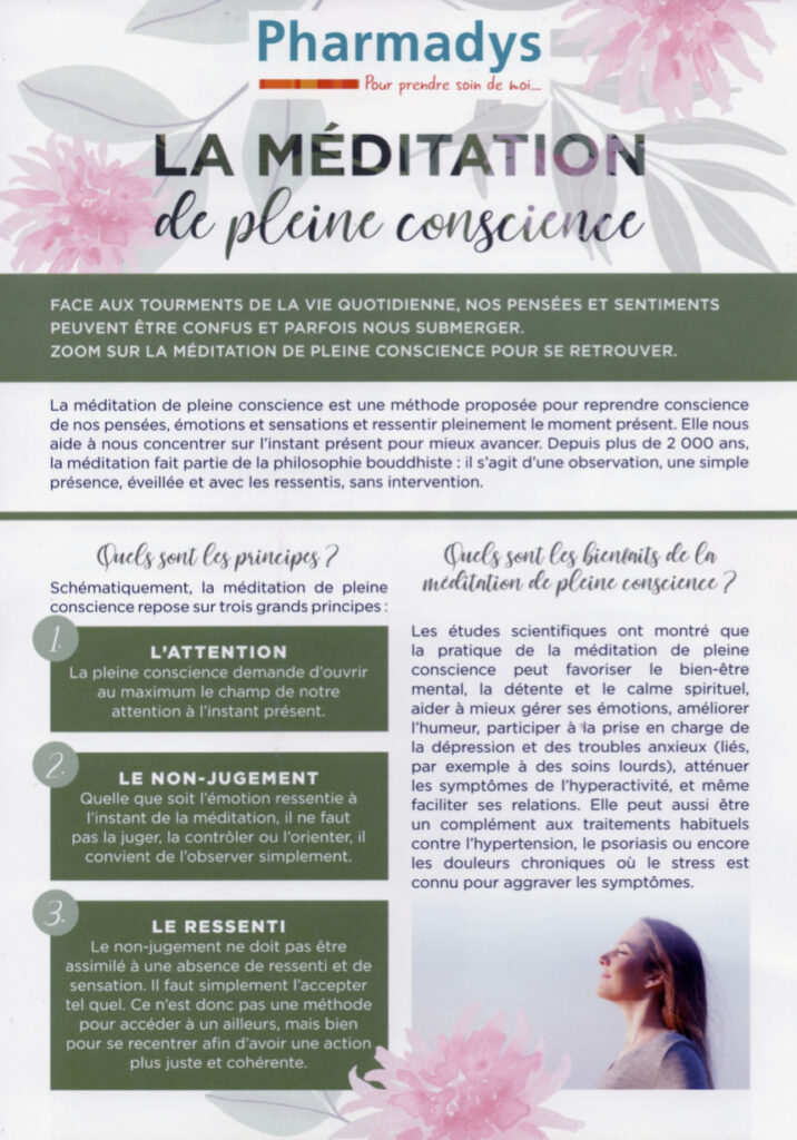 [Pharmadys] Brochure sur la méditation de pleine conscience
