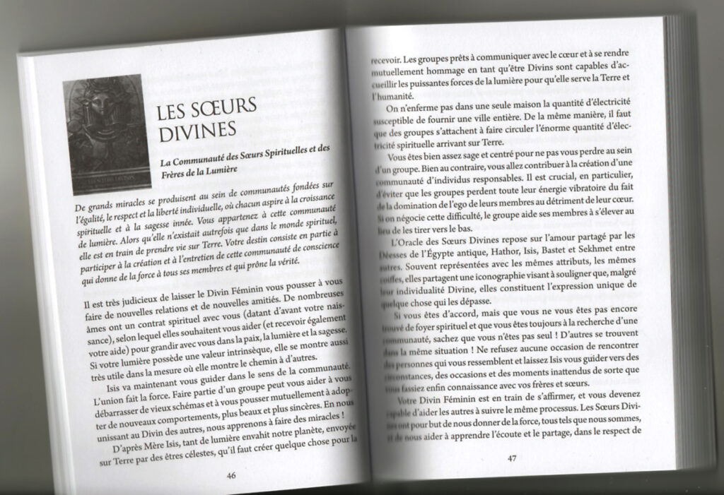 Explications et message de la carte "Les soeurs divines" de l'Oracle d'Isis