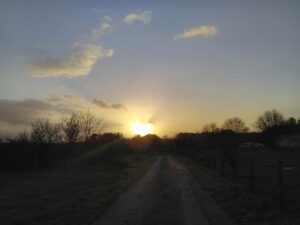 Coucher de soleil sur l'étang de la Provostière, à Riaillé