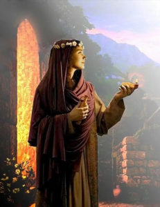 Femme tenant une lampe à huile - Parabole de Jésus
