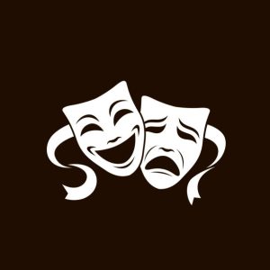 Masques de théâtre : sourire / tristesse ; noir / blanc
